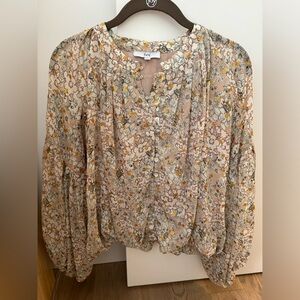 Bubble Top with Bubble Sleeves, Floral and Gold Accents